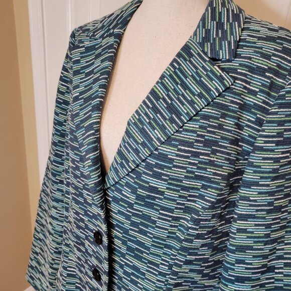 Tavora Cottonn Linen Blend Textured Blazer Jacket Women’s 12 Blue Green - Picture 2 of 5